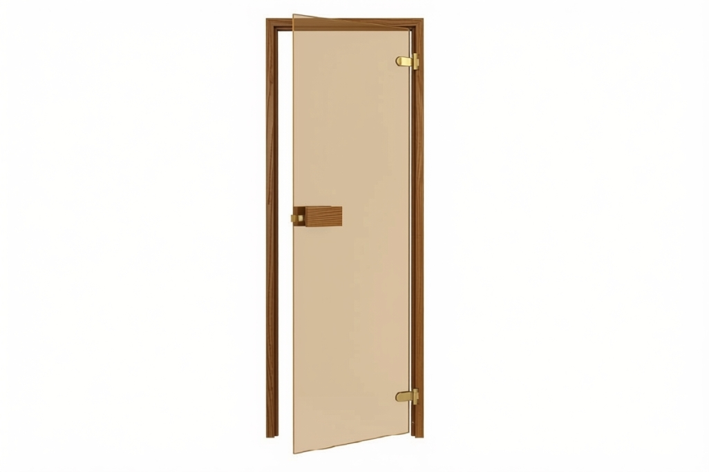 Szauna ajtó 690x1890 mm Thermowood nyár keret bronz üveggel