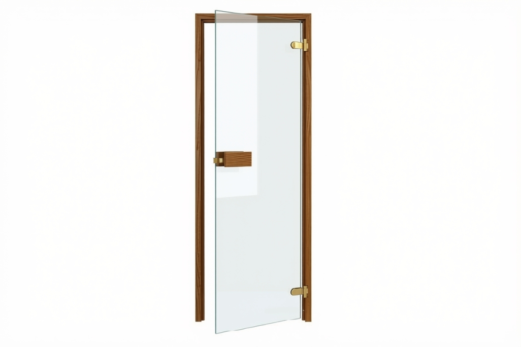 Szauna ajtó 690x1890 mm Thermowood nyár keret víztiszta üveggel