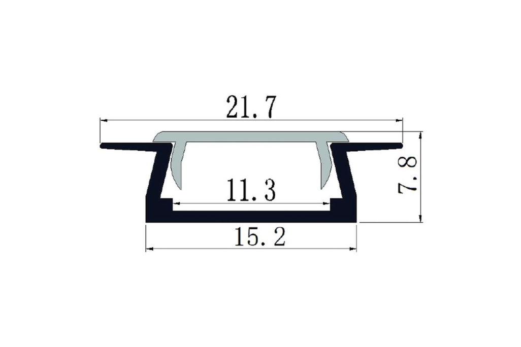 ALU PROFIL "U" 15.2X7.8MM SÜLLYESZTHETŐ OPÁL BÚRÁVAL 2M